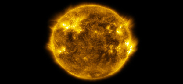 This is a still image from ESO’s first in-house produced fulldome planetarium movie, From Earth to the Universe, showing the Sun. Read more about the movie here.