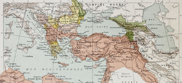 Ottoman Empire historical development old map (between 1792 and 1878). By Paul Vidal de Lablache, Atlas Classique, Librerie Colin, Paris, 1894