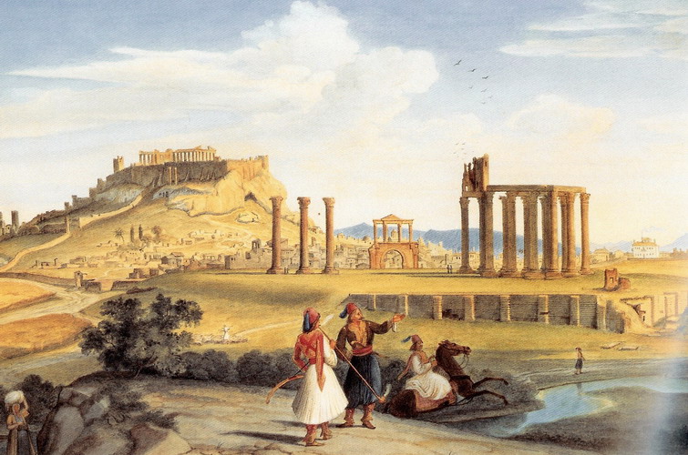 Johann Michael Wittmer Athen, Tempel des Zeus 1833 г.