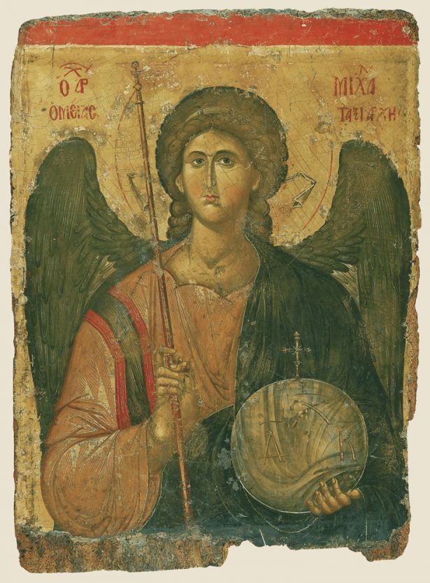 Ο αρχάγγελος μιχαήλ , πρώτο μισό του 14ου αιώνα, τέμπερα σε ξύλο, βυζαντινό και χριστιανικό μουσείο, αθήνα
