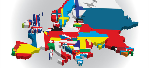 European  map with national flag