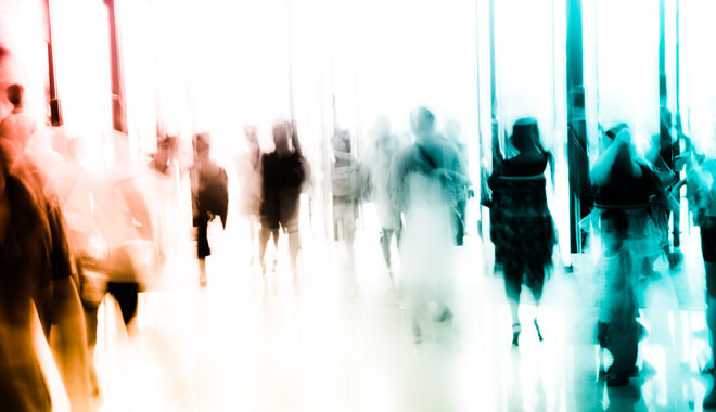 business people activity standing and walking in the lobby motion blurred abstract backgorund