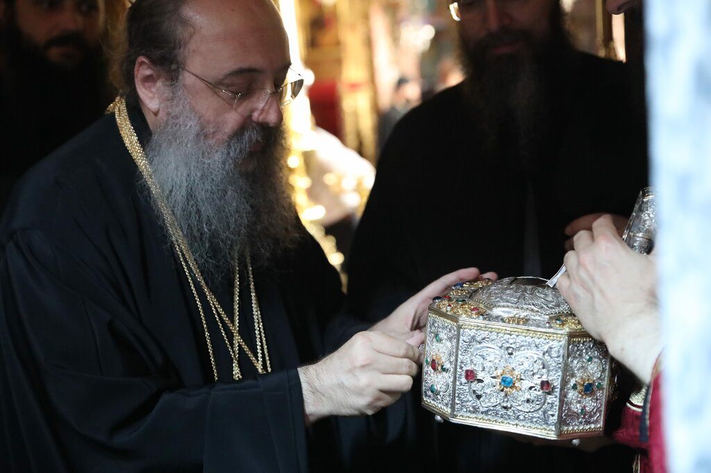 Ο Μητροπολίτης Πατρών Χρυσόστομος στην Ι.Μ.Μ. Βατοπαιδίου για την εορτή της Αγίας Ζώνης